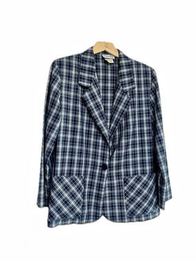 Willow Bay Plaid Blazer in Blue & White